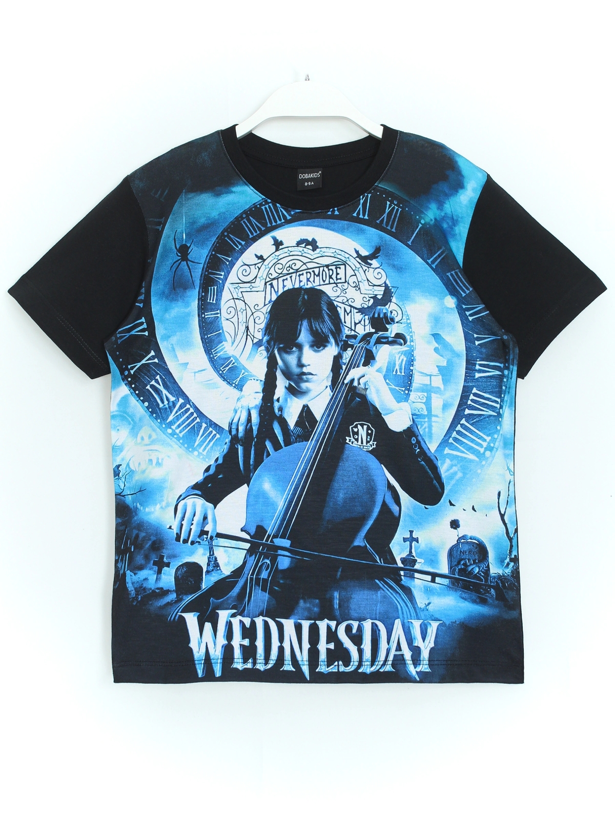 Wednesday Baskılı Kız Çocuk T-Shirt Kısa Kollu 3D Baskılı | DobaKids
