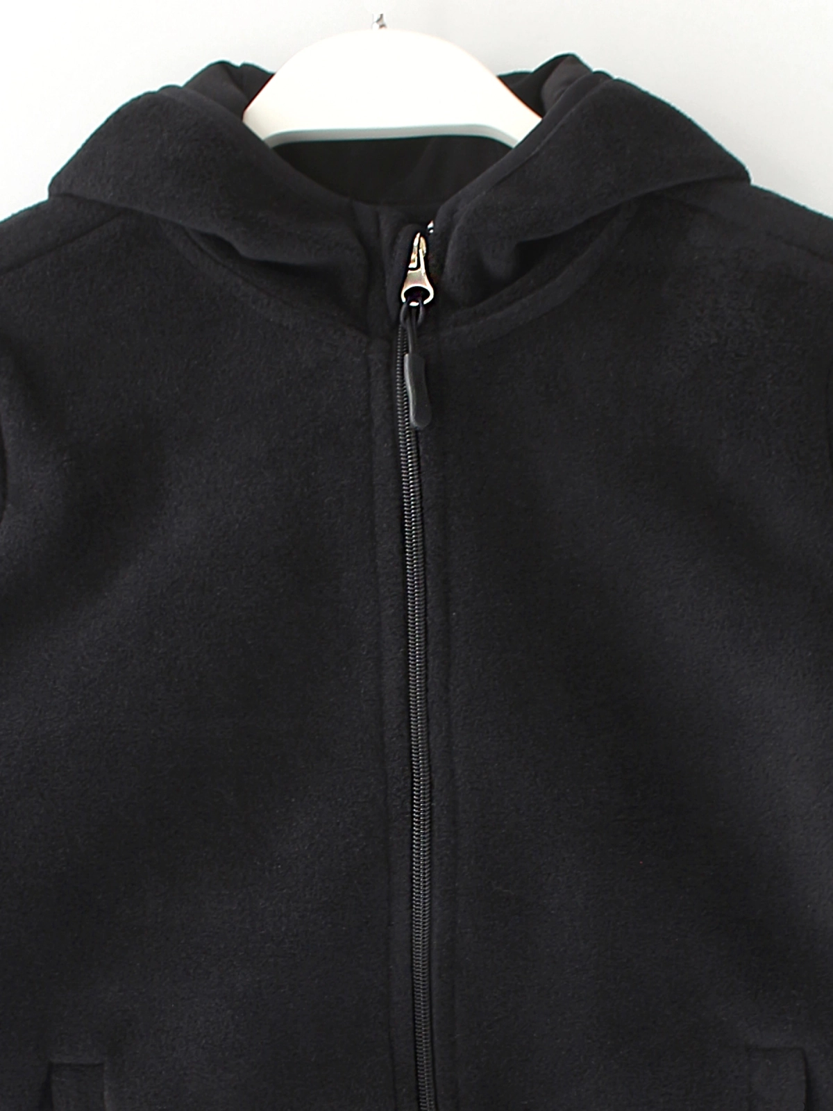 Kapüşonlu Fermuarlı Unisex Çocuk Polar Ceket Siyah - Okul Ceketi Siyah | DobaKids