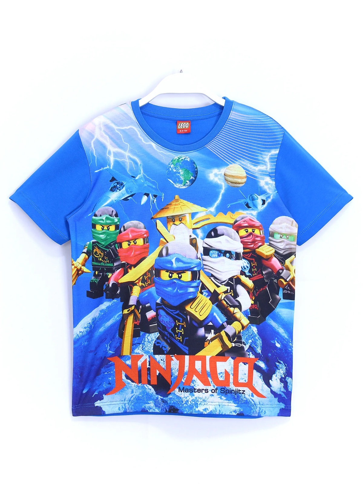 3D LEGO Ninjago Baskılı Erkek Çocuk Tişört Saks Mavi Yazlık Kısa Kollu | DobaKids