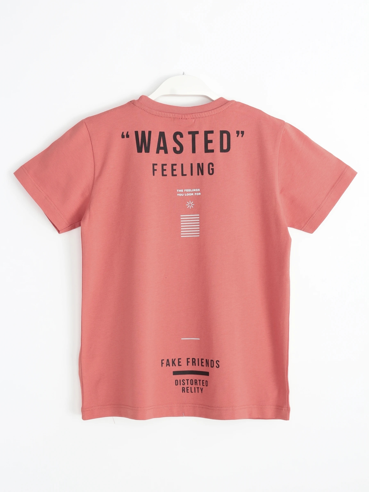 Wasted Feeling Series Erkek Çocuk T-shirt Kapri Kısa Kollu Yazlık Takım Gül Kurusu Siyah | DobaKids
