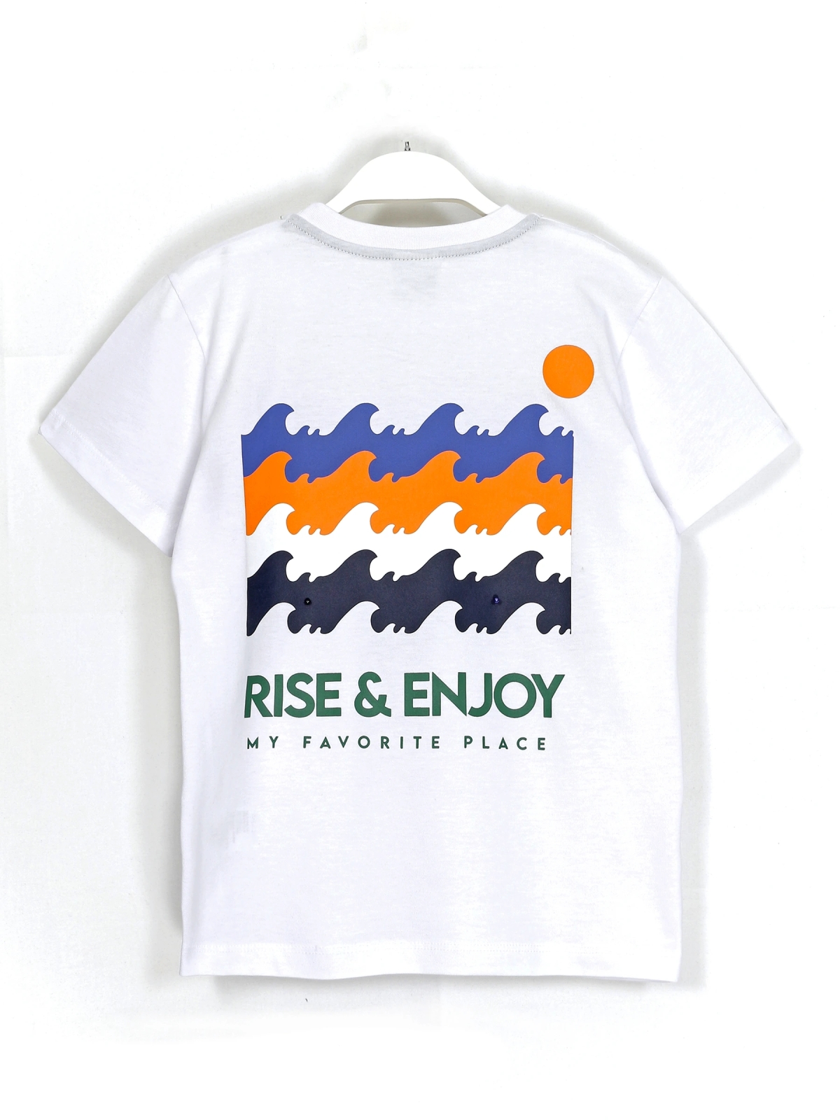 Rise & Enjoy Series Erkek Çocuk Tisört Kapri Kısa Kollu Yazlık Takım - Beyaz Tişört Arka Yüz | DobaKids