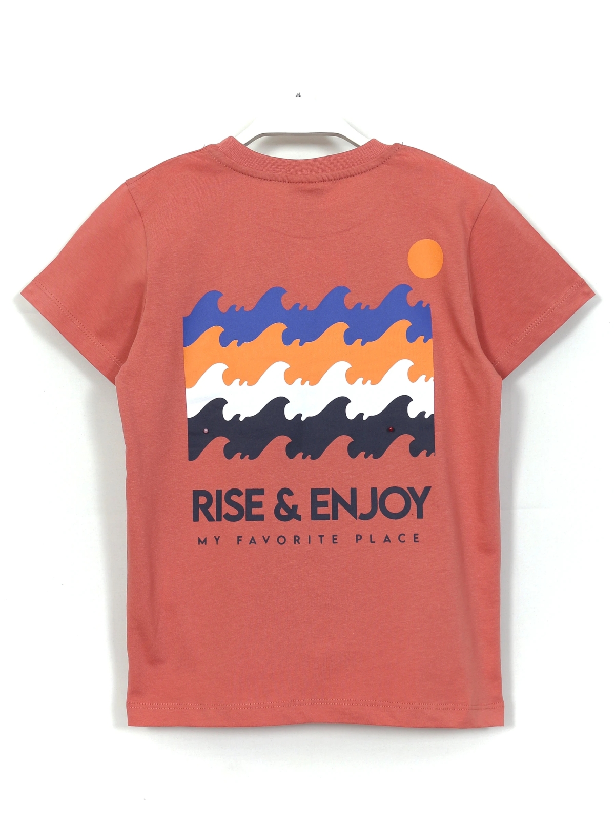 Rise & Enjoy Series Erkek Çocuk Tisört Kapri Kısa Kollu Yazlık Takım - Gül Kurusu Tişört Arka Yüz | DobaKids