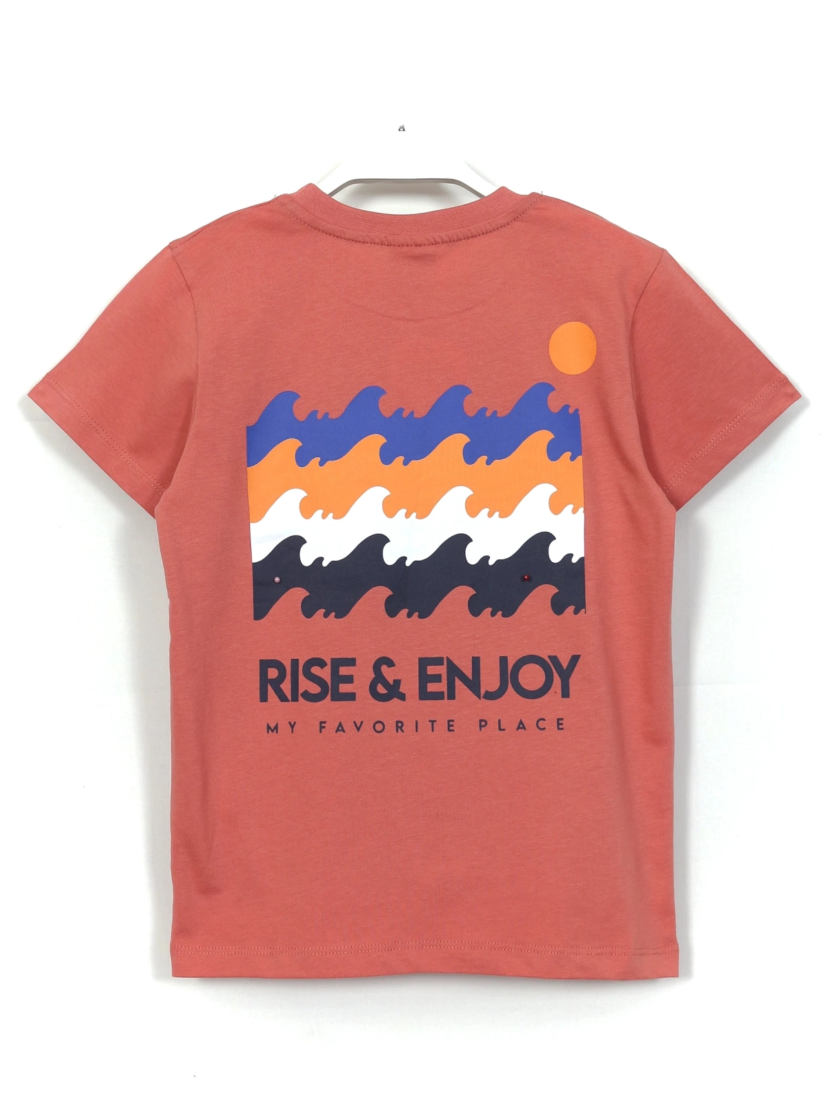 Rise & Enjoy Series Erkek Çocuk Tisört Kapri Kısa Kollu Yazlık Takım - Gül Kurusu Tişört Arka Yüz | DobaKids