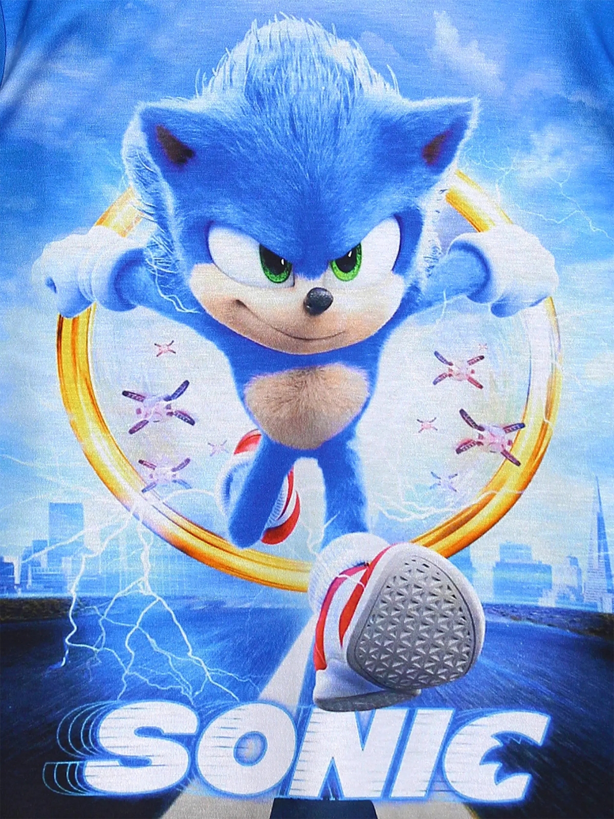 Kirpi Sonic Erkek Çocuk Tişört, The Hedgehog 3D Baskılı, Mavi, Yakın Çekim | DobaKids