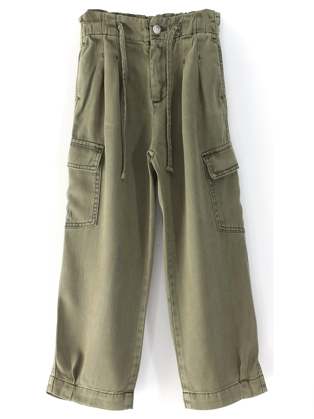 Kız Çocuk Kapüşonlu Yıkamalı Gabardin Wide Leg Kargo Takım | DobaKids