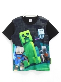Minecraft 3D Baskılı Erkek Çocuk T-Shirt Siyah