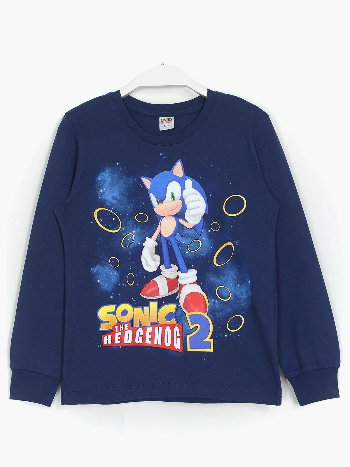 Lacivert uzun kollu pijama üstü Sonic Baskılı | DOBAKIDS