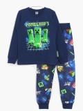 Minecraft 3D Baskılı Erkek Çocuk Pijama Takımı Lacivert