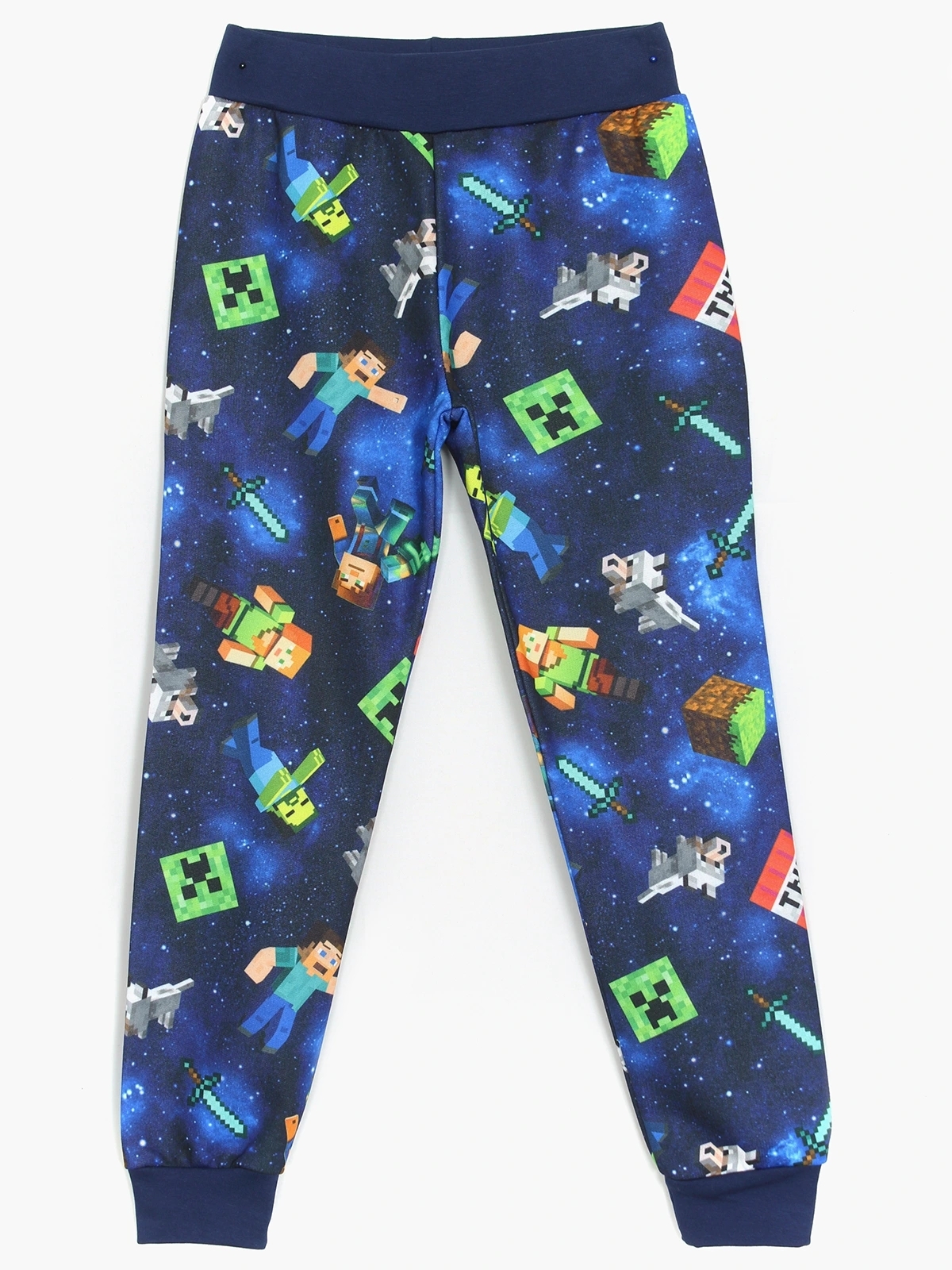 Ön ve arka tüm yüzeyi 3D Minecraft karakterleri baskılı, uzun, manşetli paça pijama altı | DOBAKIDS