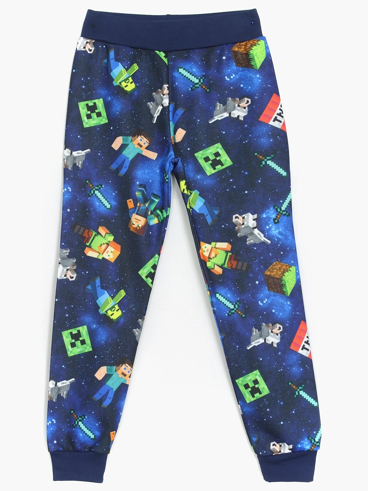 Ön ve arka tüm yüzeyi 3D Minecraft karakterleri baskılı, uzun, manşetli paça pijama altı | DOBAKIDS