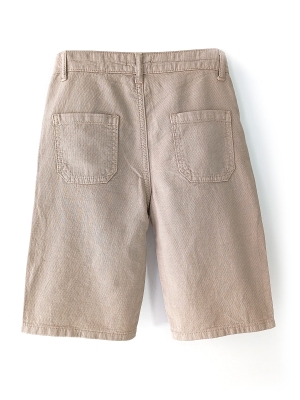 Linen-Breeze Series Erkek Çocuk Yumuşak Keten Kapri Şort Bej