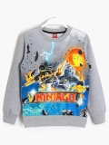 Lego Ninjago 3D Baskı Erkek Çocuk Basic Sweatshirt Gri