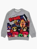 Brawl Stars 3D Baskılı Erkek Çocuk Basic Mevsimlik Sweatshirt Gri