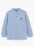 DS Harpen Series Çıtçıtlı Dik Yaka Fitilli Dokulu Erkek Çocuk Sweatshirt Mavi