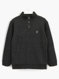 Selection Series Çıtçıtlı Dik Yaka Yumuşak Dokulu Selanik Kumaş Erkek Çocuk Sweatshirt Antrasit