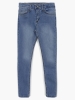 Yıkamalı mavi skinny fit kız çocuk denim pantolon, 5 cepli ve dar paçalı jean - Ön Yüz | DOBAKIDS